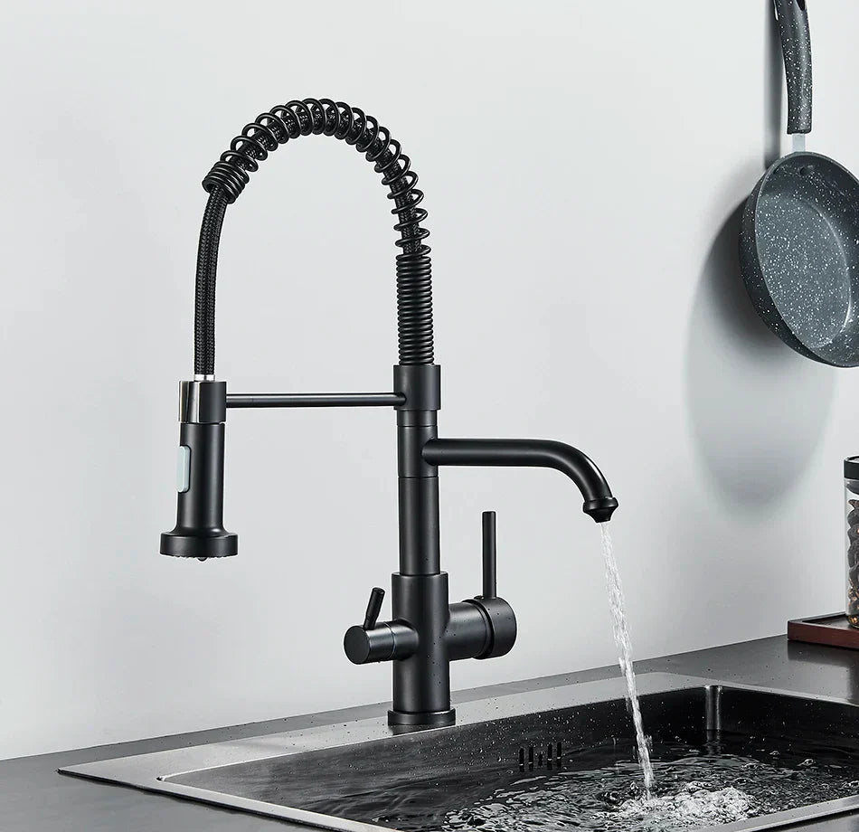 Grifo de filtro de agua de cocina de doble salida Decorbites™ con función de purificación de agua por rotación