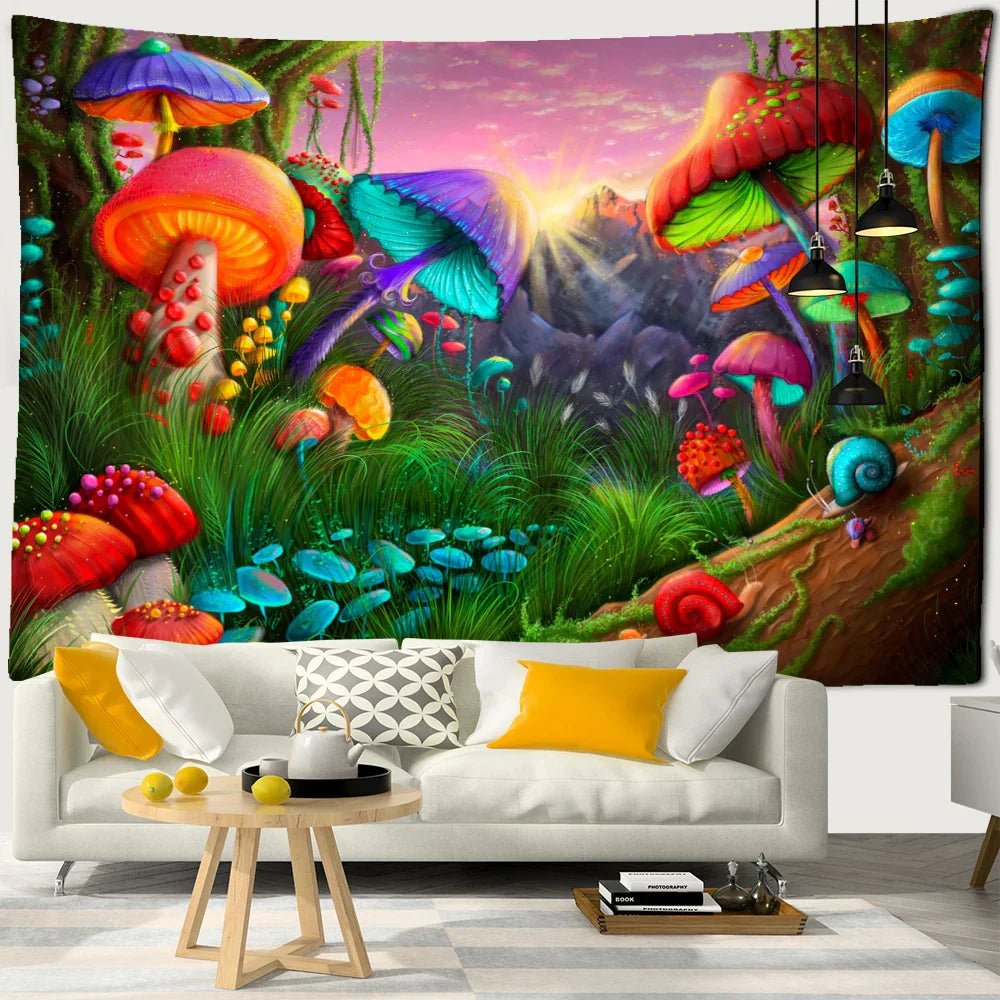 Decobites Psychedelic Snail Mushroom Tapestry Wall Hanging Hippie Art Abstract Home Decor