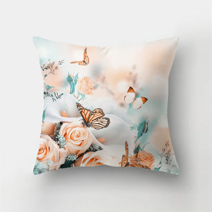DecorBites™ Butterfly Flower Pillow Case: Colorful Animal Landscape Sofa Cushion Cover