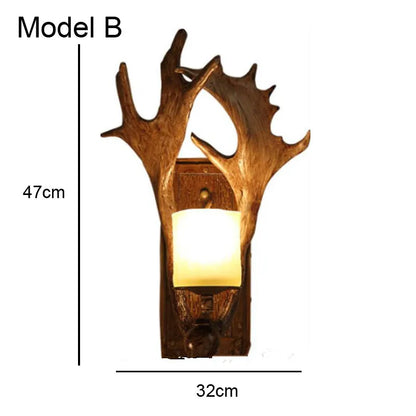 DecorBites™ Deer Horn Resin Wall Lamp with Warm White LED Light
