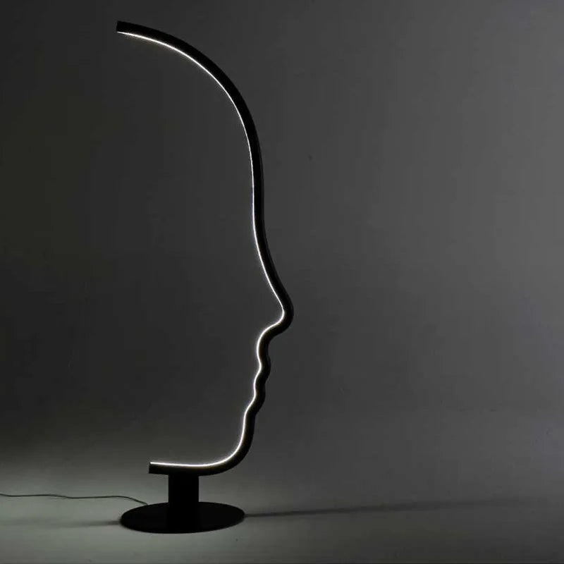 DecorBites™ Black Nordic Human Face LED Floor Lamp: Adjustable Indoor Lighting for Living Room