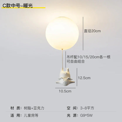 DecorBites™ Flying Pig Resin LED Ceiling Light Kids Bedroom Lamp Deco Fixtures