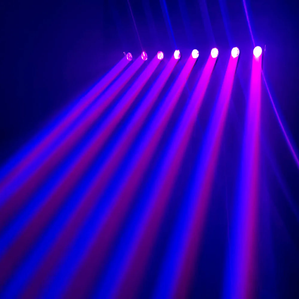 Barra LED Decorbites™ Beam 8x15W RGBW Quad Cabeza Móvil para Iluminación de Escenario con Control DJ DMX