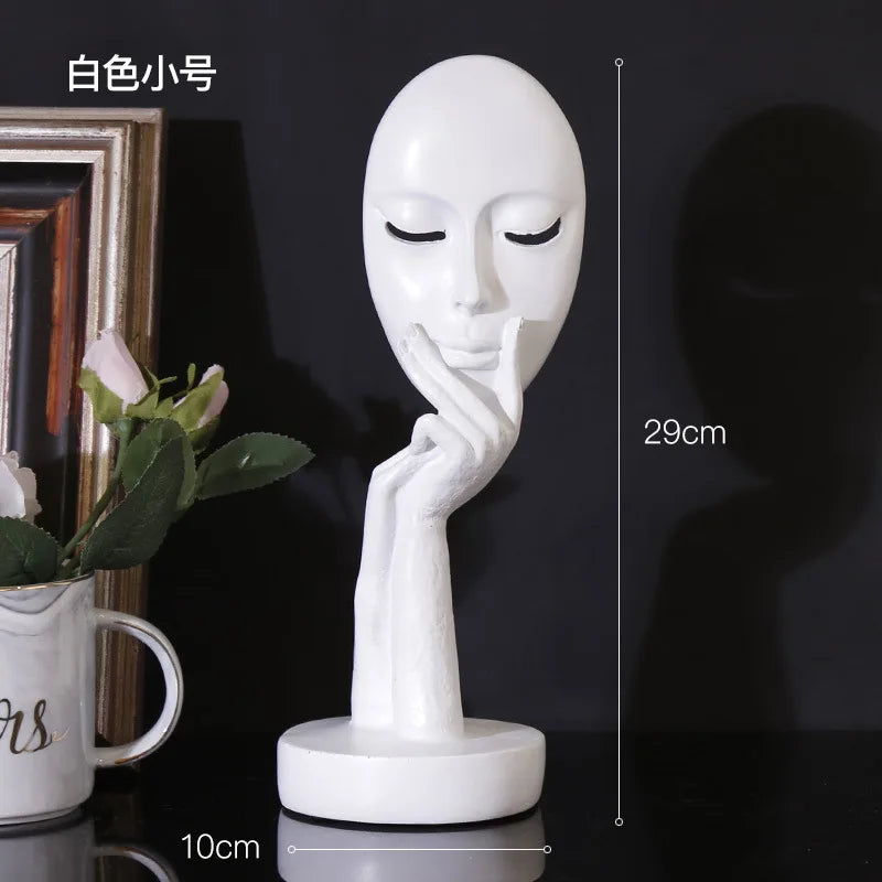 Decorbites™ Escultura de Arte Abstracta de Rostro Femenino en Resina, Adornos para la Decoración del Hogar