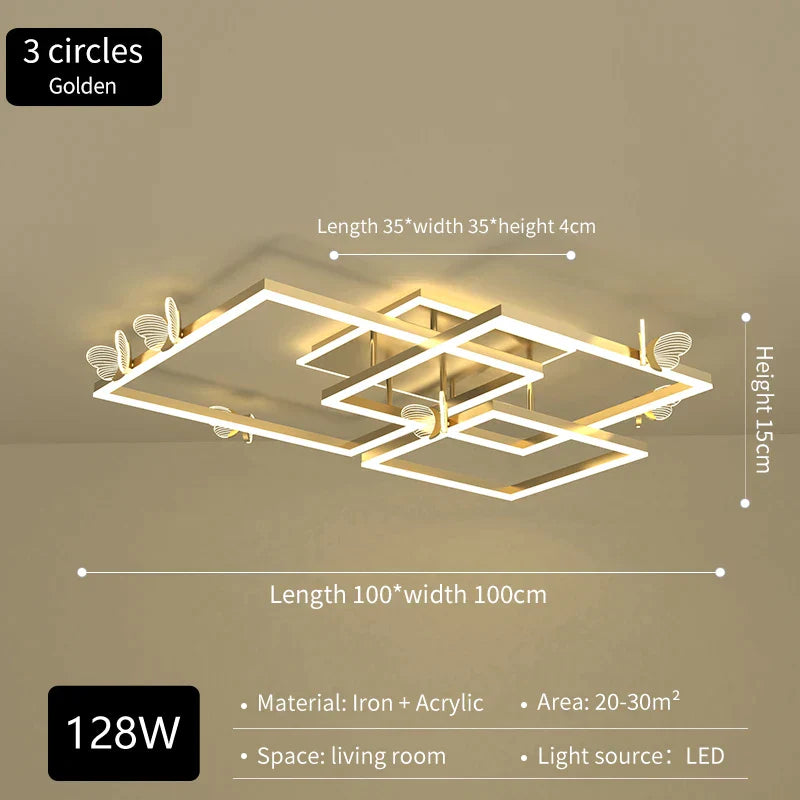DecorBites™ Butterfly Ceiling Lamp: Modern Rectangular Living Room Light for Master Bedroom