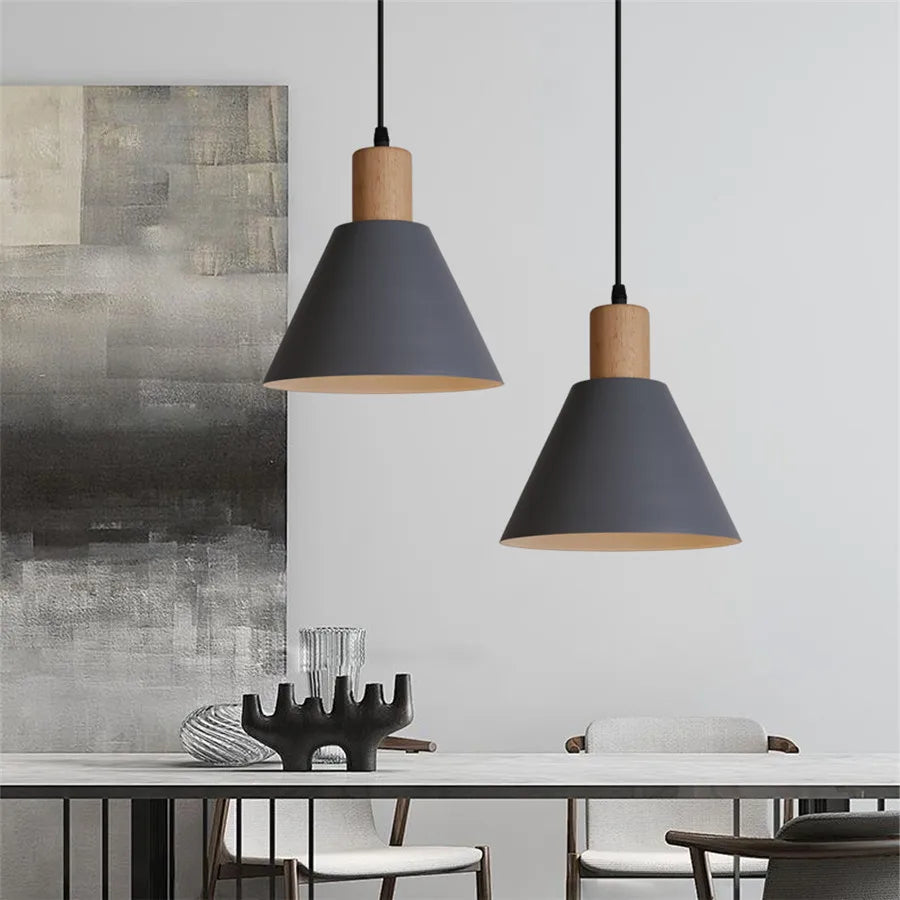 DecorBites™ Industrial Gray Pendant Light with LED for Living Room, Foyer - Modern Luminaire