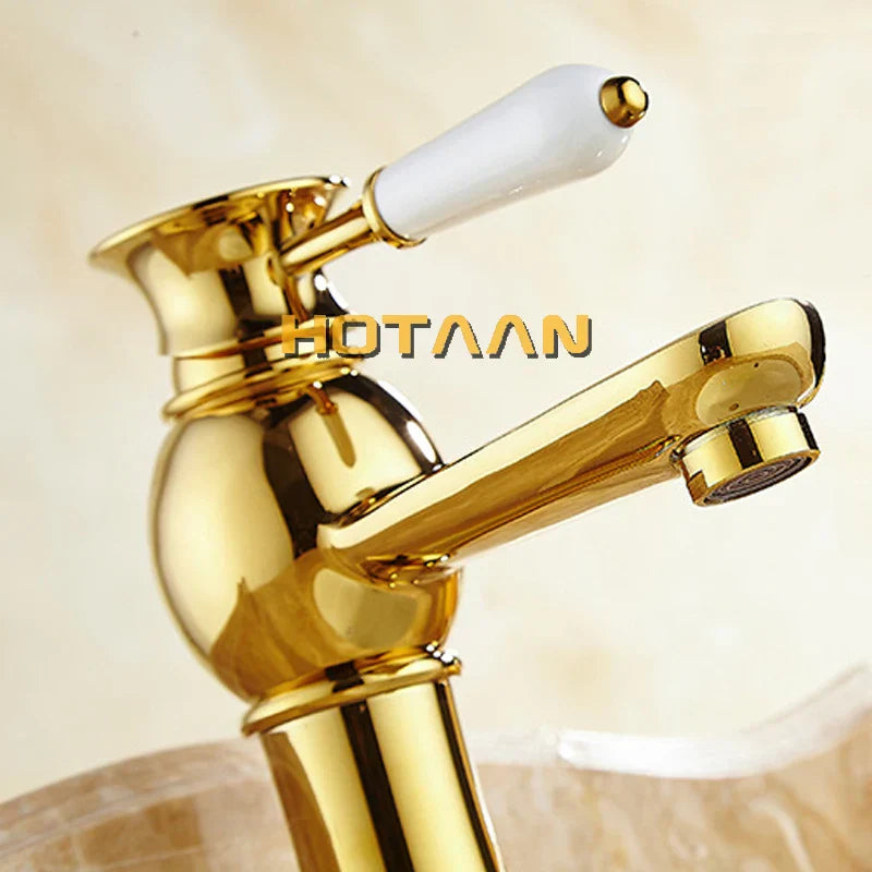 Decorbites™ Gold Beckenarmatur mit Keramik-Mischbatterie für das Badezimmer