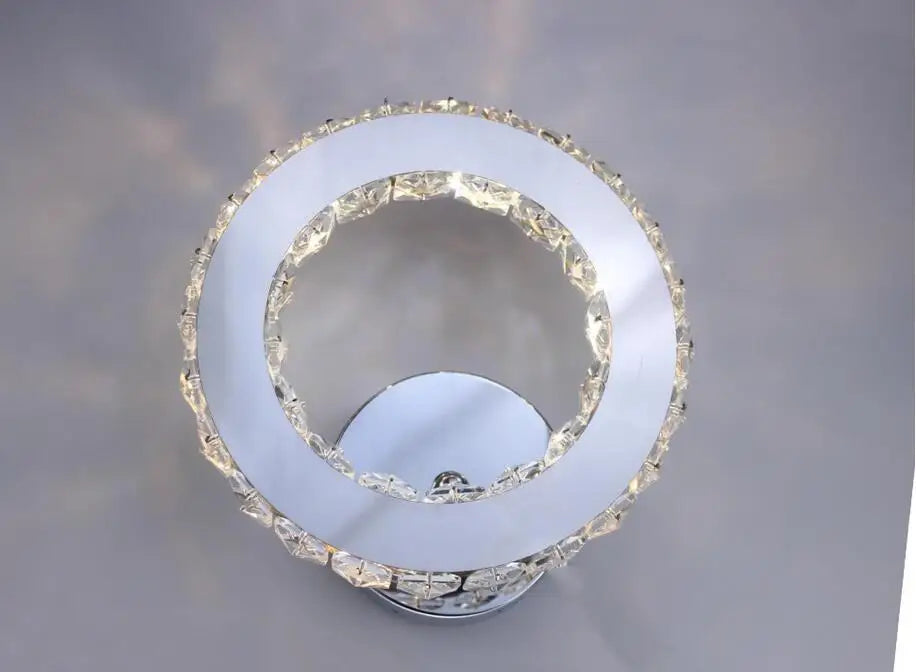 DecorBites™ Chrome Crystal LED Wall Sconce for Bedroom Home Decor, Modern Mirror Design