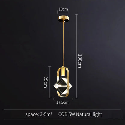 DecorBites™ Gold Crystal Pendant Light Chandelier for Living Room Kitchen LED Art Deco