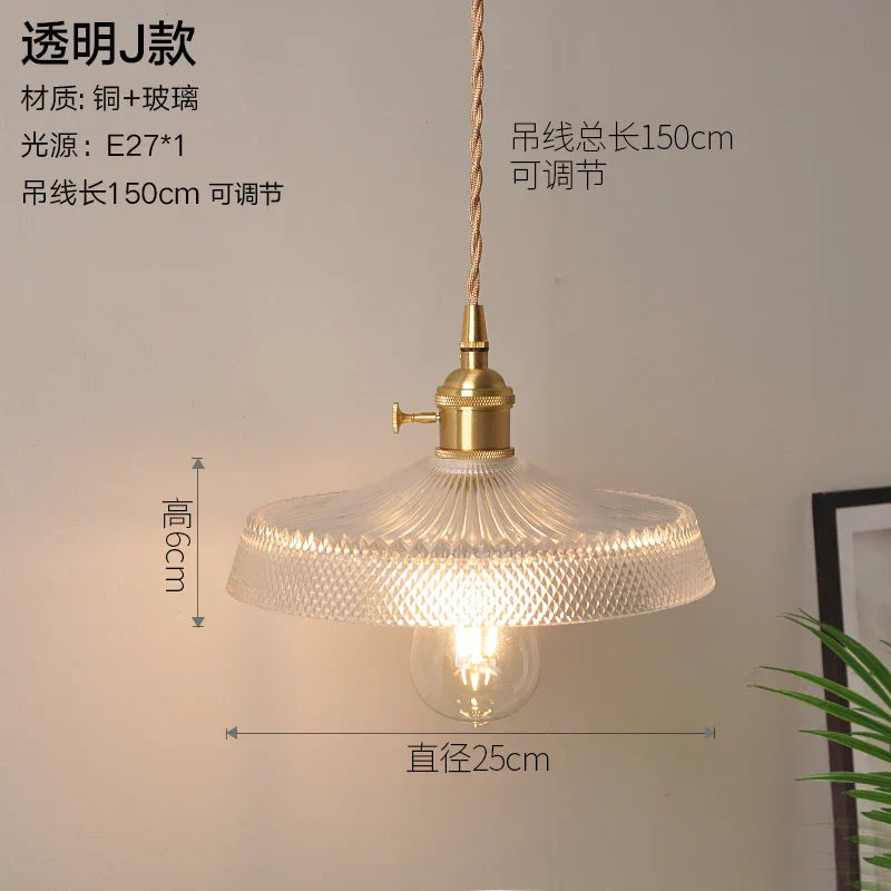 DecorBites™ Glass Copper Pendant Light: Modern Nordic Style Hanging Lamp for Kitchen, Dining, and Living Room