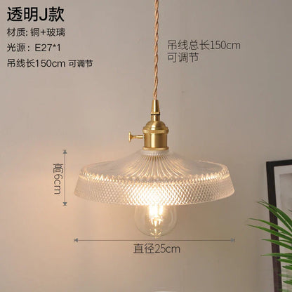 DecorBites™ Glass Copper Pendant Light: Modern Nordic Style Hanging Lamp for Kitchen, Dining, and Living Room