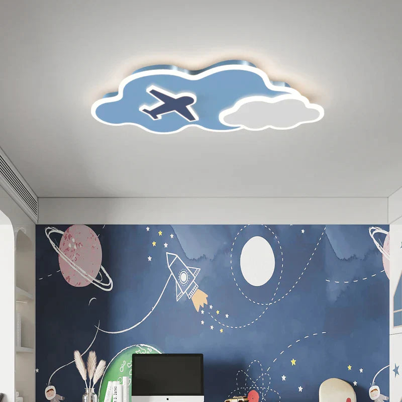 Lámpara de techo con tema espacial para niños Decorbites™ - Diseño de astronauta y avión para dormitorio