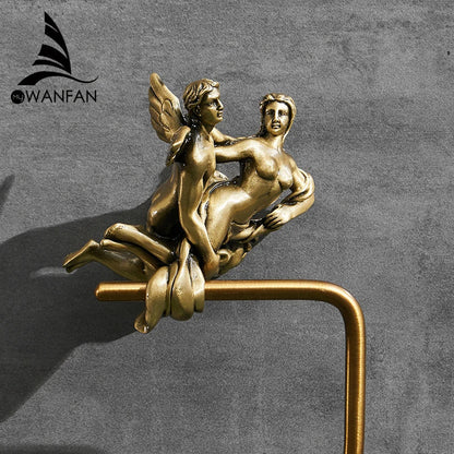 DecorBites™ Bronze Towel Rack: Wall Mounted Brush Towel Ring for Romantic Series Shower Room