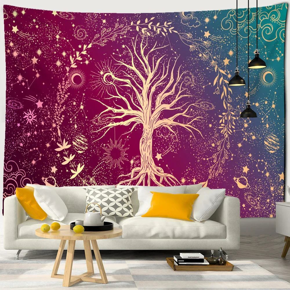 Tree Of Life Tapestry Wall Hanging Nature Landscape Aesthetic Room Decor by Decobites