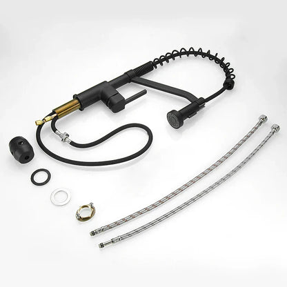 DecorBites™ Black Brass Kitchen Faucet Pull Out Swivel Spout Mixer Tap