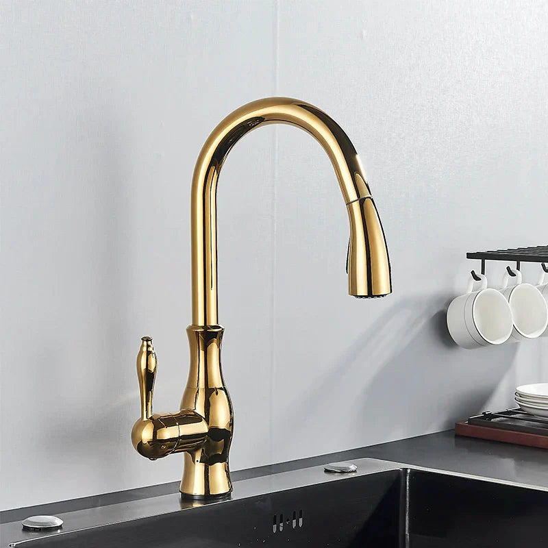 DecorBites™ Gold Sensor Kitchen Faucet Pull Out Touch Control Mixer Tap Sink Crane