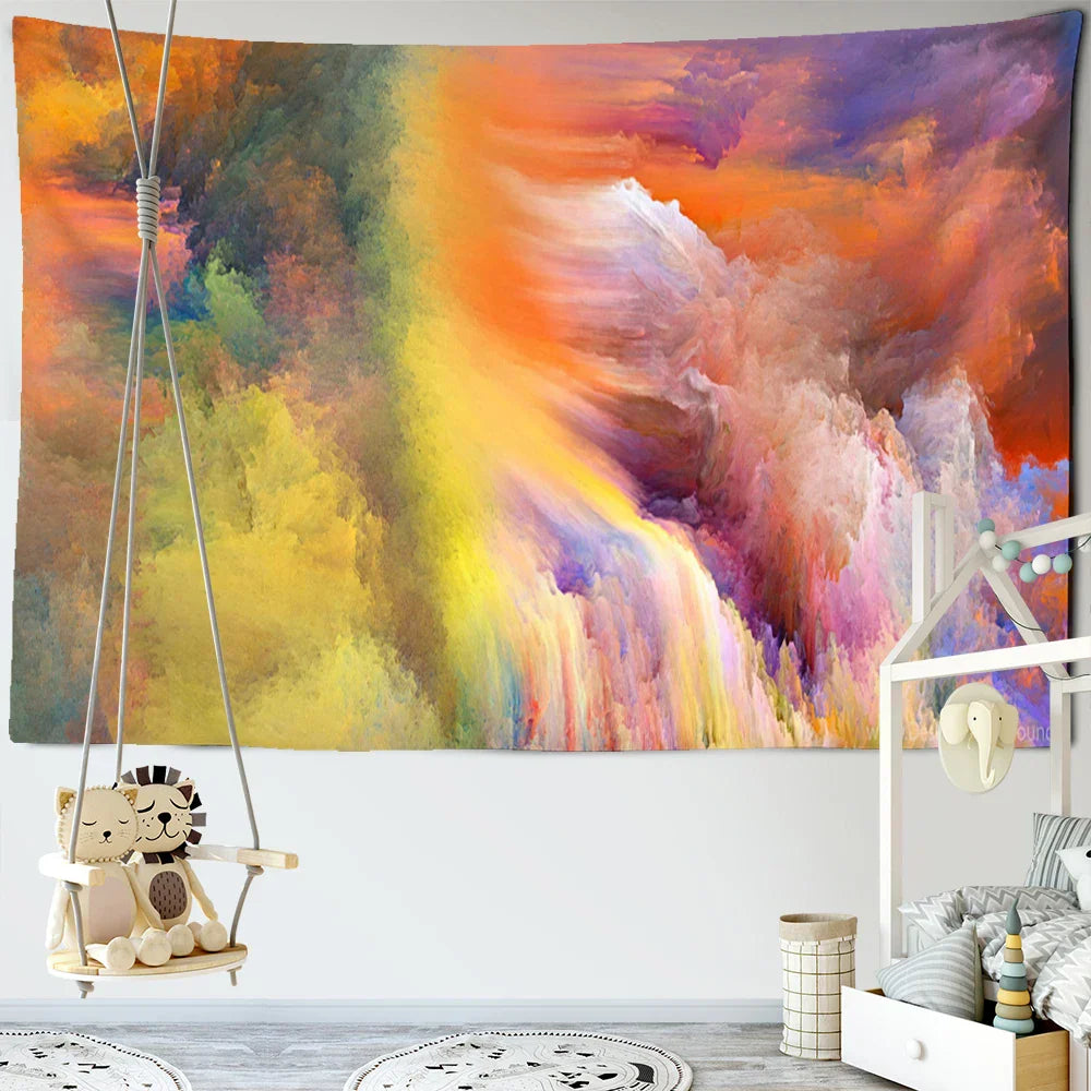 Decobites Rainbow Star Sky Tapestry: Colorful Psychedelic Wall Decor