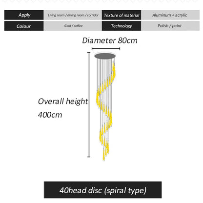 DecorBites™ LED Spiral Chandelier Black Chrome Gold Pendant Light Modern Stairwell Lighting