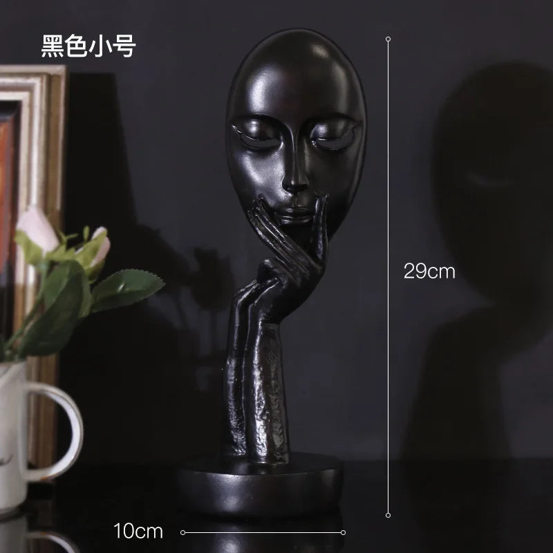 Decorbites™ Escultura de Arte Abstracta de Rostro Femenino en Resina, Adornos para la Decoración del Hogar