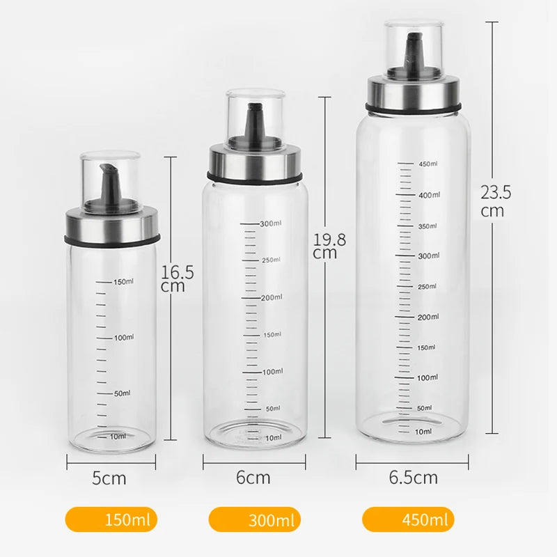 Glass Condiment Bottle Set