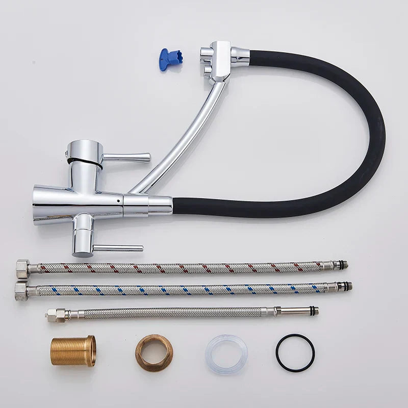 DecorBites™ Dual Spout Dual Handles Kitchen Faucet with Hot and Cold Mixer for Pure Water