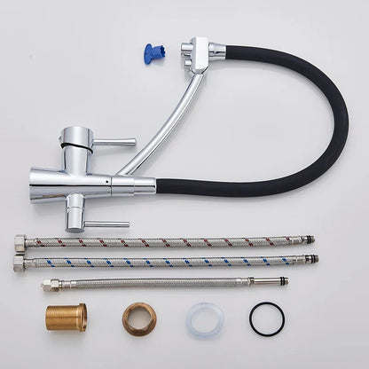 DecorBites™ Dual Spout Dual Handles Kitchen Faucet with Hot and Cold Mixer for Pure Water