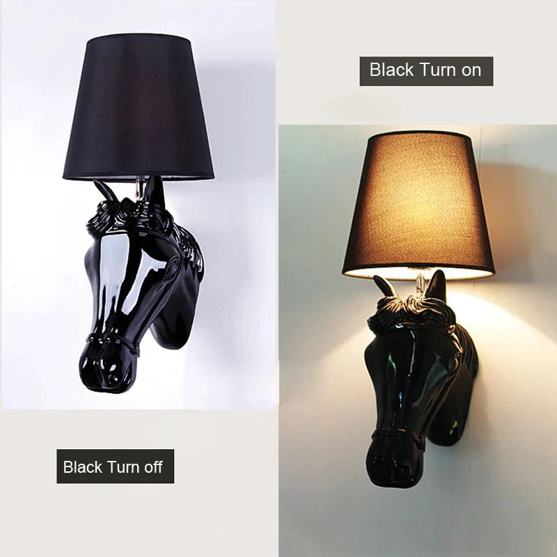 DecorBites™ Horse Wall Lamp: Retro Resin Light for Living Room, Bedroom, or Hotel Corridors