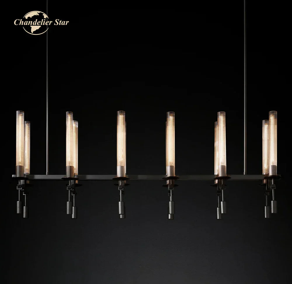 DecorBites™ Glass LED Linear Chandelier for Dining & Living Room, Kitchen Island Lighting