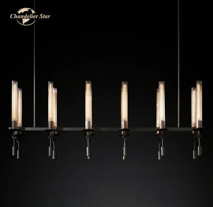 DecorBites™ Glass LED Linear Chandelier for Dining & Living Room, Kitchen Island Lighting