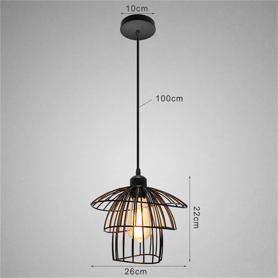 مصباح معلق على شكل قفص حديدي أسود من DecorBites™ للمطبخ وغرفة المعيشة