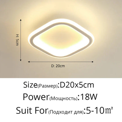 Lámpara de techo LED negra DecorBites™ para entrada de casa - Lámpara moderna para balcón o interior