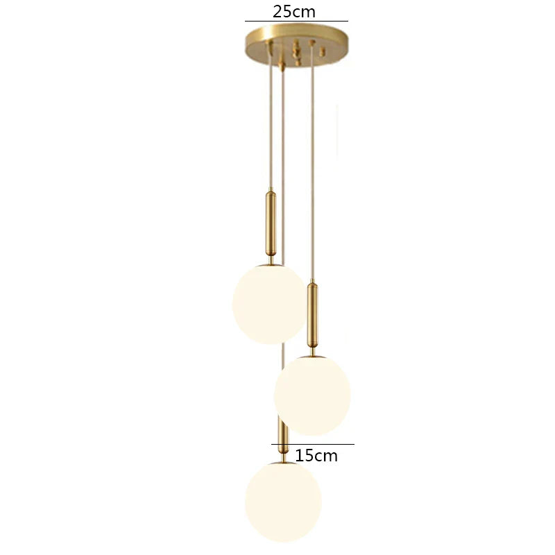 DecorBites™ Brass Glass Ball Pendant Lights for Living Room Restaurant Kitchen Decor