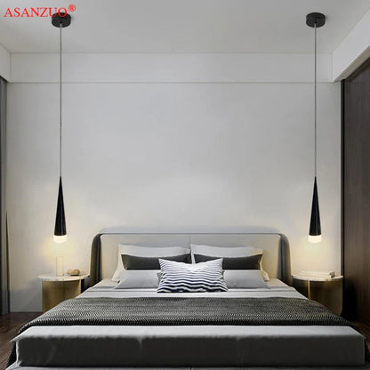 مصباح معلق LED من DecorBites™ بقوة 5 وات - أنبوب ألومنيوم فضي/أسود لجزيرة المطبخ