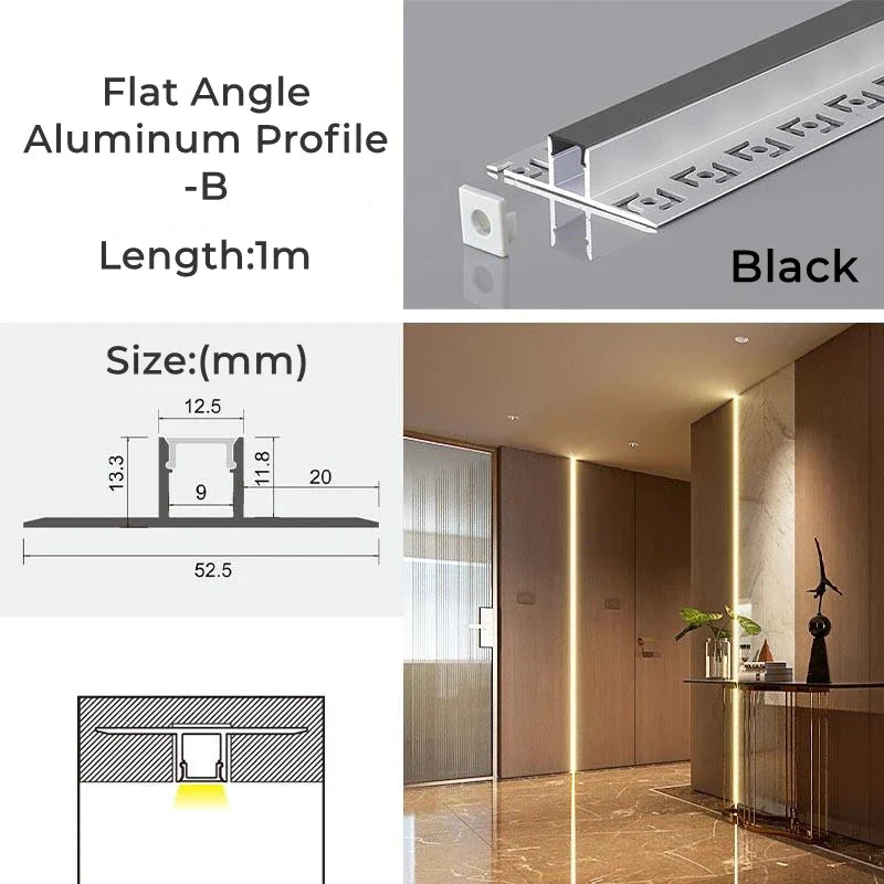 DecorBites™ 1M Frameless Embedded LED Aluminum Profile for Linear Strip Lights