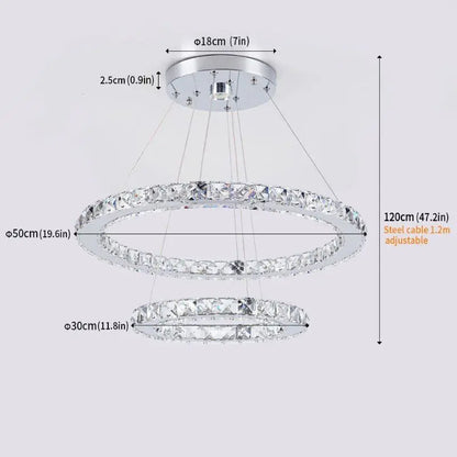 Lámpara colgante de anillo LED de cristal DecorBites™ para decoración moderna de salas de estar y comedores