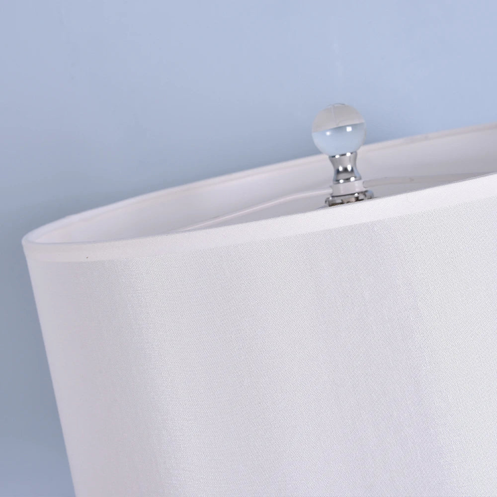 DecorBites™ Glass Crystal Cylinder Table Lamp White Black Lampshade LED Desk Bedside Lamp