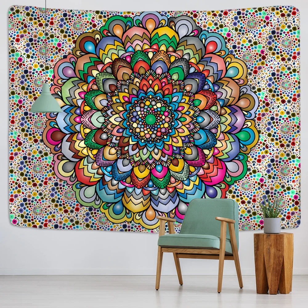 Decobites Psychedelic Mandala Tapestry Wall Hanging Beach Mat Home Decor