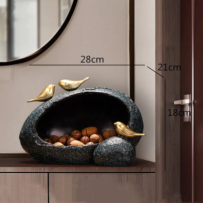 DecorBites™ Golden Bird Resin Tissue Box Ashtray Desktop Organizer Storage Box