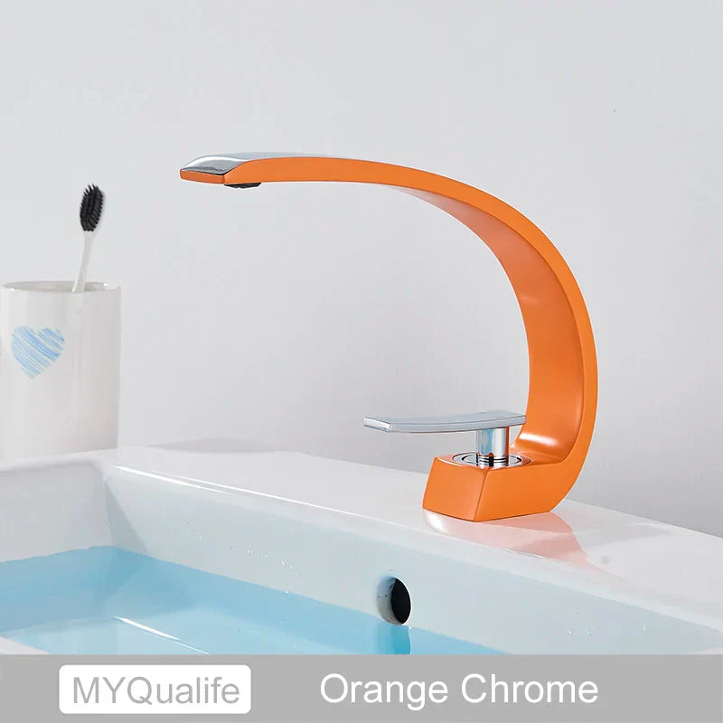 DecorBites™ Brushed Gold Basin Faucet, Deck Mounted Wash Basin Mixer for Bathroom