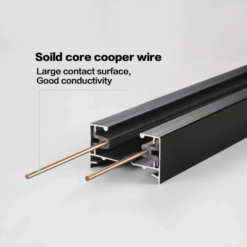 DecorBites™ 1 متر من الألومنيوم الأسود والأبيض موصل سلكي لمسار السكة الحديدية لتركيب كشاف الإضاءة