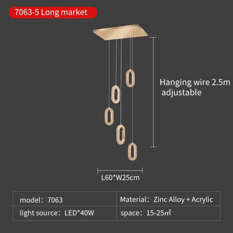 DecorBites™ Duplex Crystal Chandelier: Luxury Cantilevered Pendant Light for Villa Living Room & Staircase