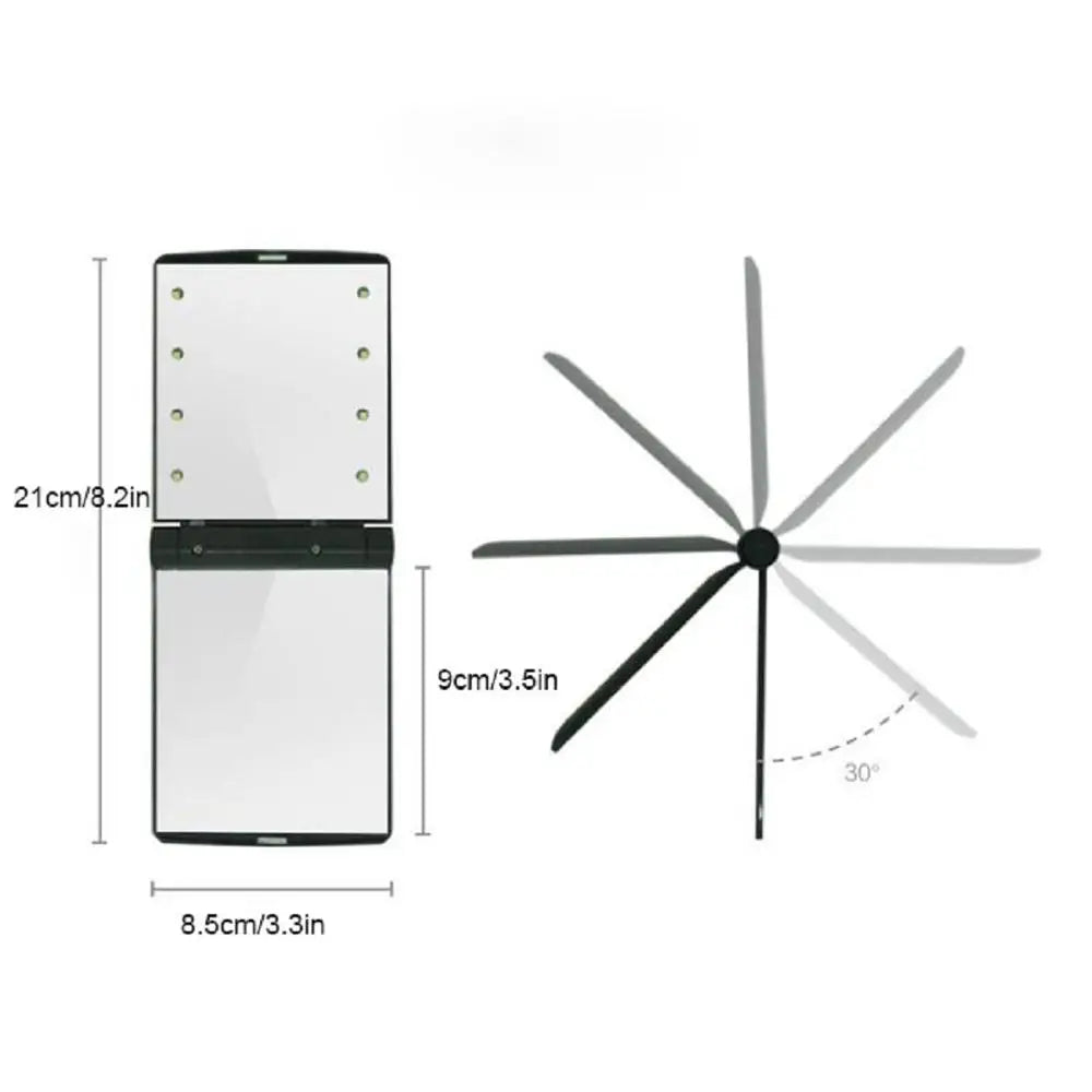 Espejo de tocador LED DecorBites™ compacto y plegable de bolsillo para maquillaje