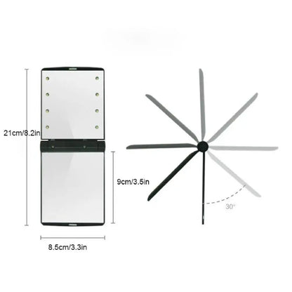 Espejo de tocador LED DecorBites™ compacto y plegable de bolsillo para maquillaje