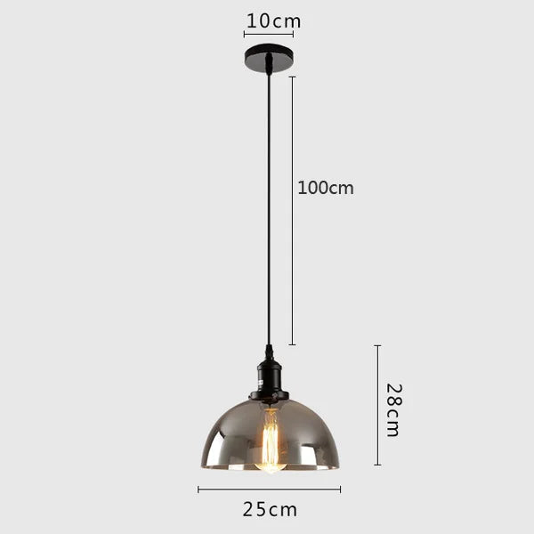 DecorBites™ Gray Glass Pendant Light for Bar Stair Dining Room E27 Edison Lamp Lighting
