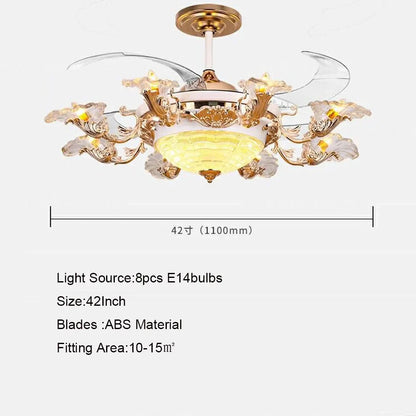 DecorBites™ Golden Retro Ceiling Fan Light with Remote Control and 8 Lights
