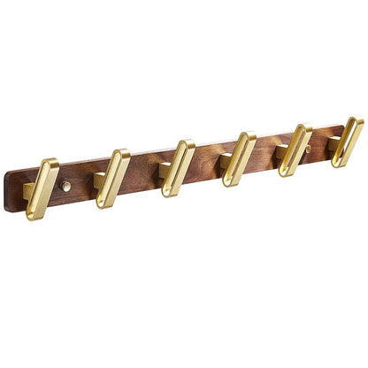 DecorBites™ Brushed Gold Wood and Aluminum Robe Hook Towel Hanger for Bathroom and Kitchen