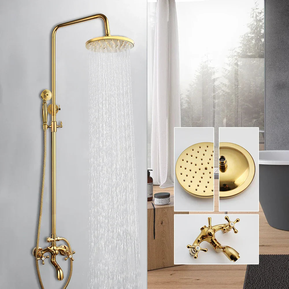 DecorBites™ Golden Polished Shower Head with High Pressure Aerator Nozzle