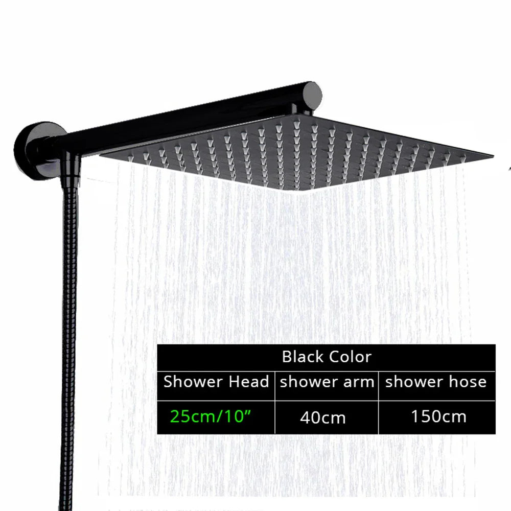 DecorBites™ Bright Chrome 8" Shower Head with 15" Arm and 59" Hose - Wall Mounted Rainfall