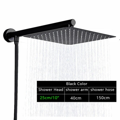 DecorBites™ Bright Chrome 8" Shower Head with 15" Arm and 59" Hose - Wall Mounted Rainfall