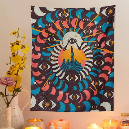 Moon Phase Girl Tapestry Boho Wall Hanging by Decobites - Psychedelic Room Decor & Wall Art